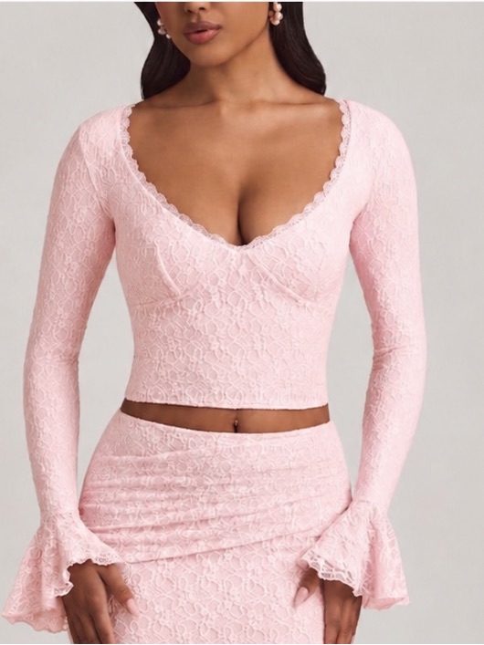 Oh Polly Baby Pink Lace Top - Dagny